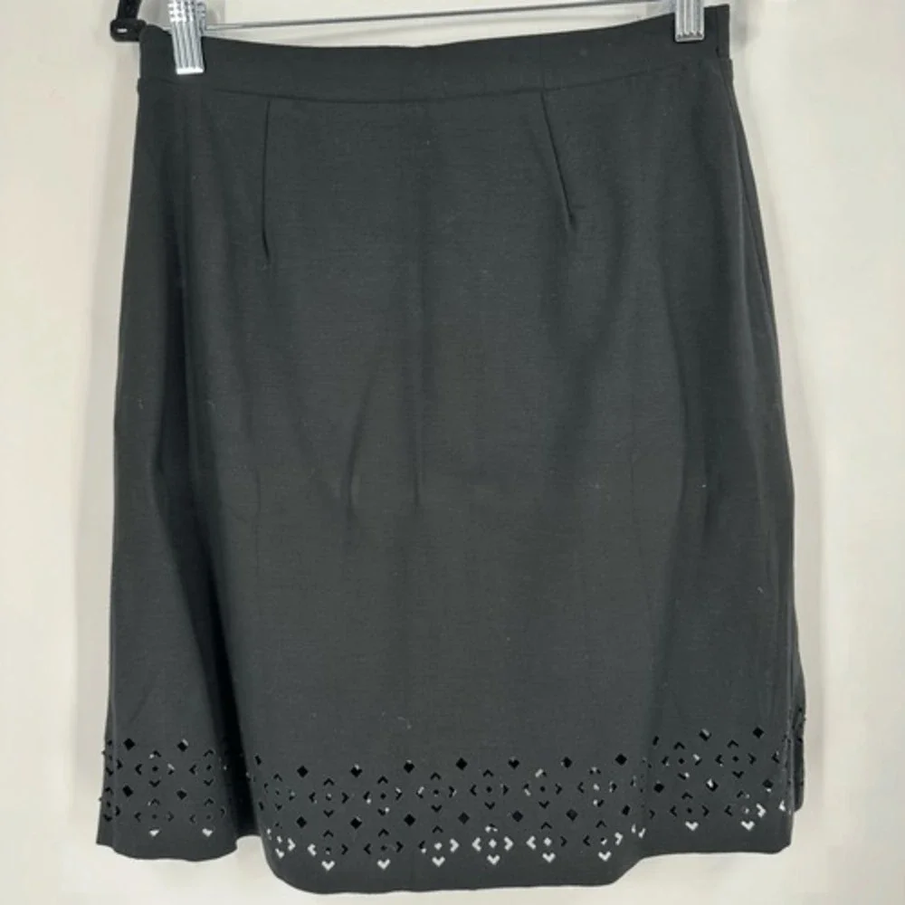 NWT Banana Republic Geometric‎ Laser Cut Ponte Pencil Skirt Black Size 2 Office